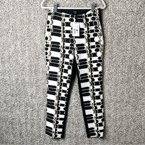 Raoul Pants Women’s 2 Optik Black, White & Yellow Patterned Slim Leg Trouser NWT